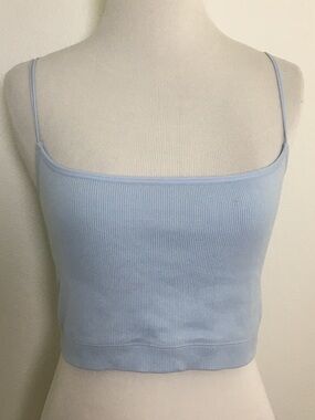 Gilly Hicks | Light Blue Ribbed Double-Strap Crop Camisole
